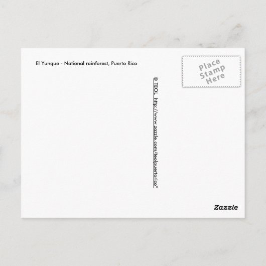 El Yunque National Rainforest Briefkaart (Achterkant)