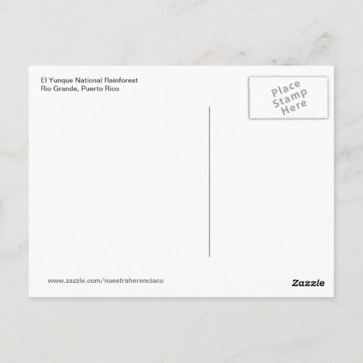El Yunque, Puerto Rico Briefkaart (Achterkant)