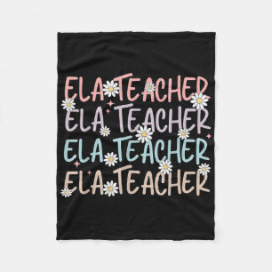 Ela Teacher Flower Daisy terug naar school Engels Fleece Deken