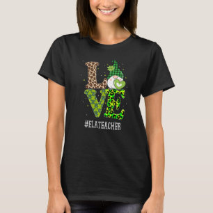 ELA Teacher Love St Patrick Day Gnome Leopard Sha T-shirt