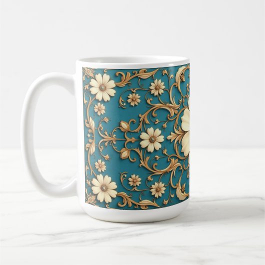 Elaborate Bloemige Vintage  Koffiemok (Links)