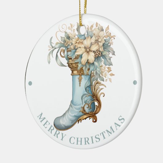 Elaborate Blue Victorian Stocking Merry Christmas  Keramisch Ornament (Links)