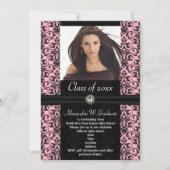 Elaborate Light Pink w/Black Damask Graduation Kaart (Voorkant)