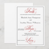 Elaborate Red Faith Hope Love Wedding Invitation Kaart (Voorkant / Achterkant)