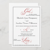 Elaborate Red God is Love Christelijk Wedding Kaart (Voorkant / Achterkant)