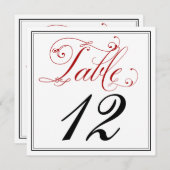 Elaborate Rode Script Tafelnummerkaarten Kaart (Voorkant / Achterkant)