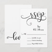 Elaborate Script Typografie Zwart & Wit RSVP Kaartje (Voorkant / Achterkant)