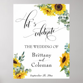 Elaborate Typografie Bloem Bord "Laten we vieren" Poster