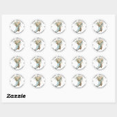 Elaborate Victoriaanse Kous Blauwe Kerstmis Ronde Sticker (Vel)