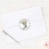 Elaborate Victoriaanse Kous Blauwe Kerstmis Ronde Sticker (Envelop)