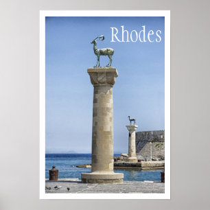 Elafos en Elafina, Rhodes, Griekenland Poster