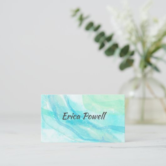 elagant blauw en turquoise - kunstontwerp waterver visitekaartje (Staand voorkant)
