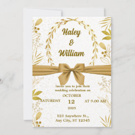 Elagant Gouden Bloemen Eenvoudig Huwelijk Verlovin Kaart