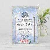 Elagant Gouden Moskee Blauwe waterverf Islamitisch Kaart (Staand voorkant)