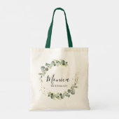 elagant script greenery foliage bridesmaid tote bag (Achterkant)