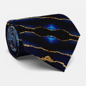 Elagant Stropdas Agate Navy Blue Gold Marble (Opgerold)