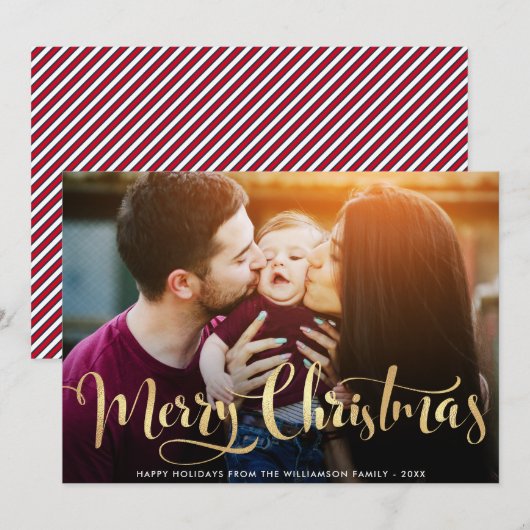 Elagant typografie vakantie fotokaart feestdagenkaart (Voorkant / Achterkant)