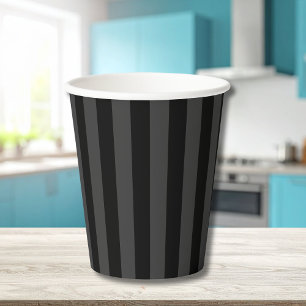 Elagnat Black & Smoky Black Vertical Stripes Papieren Bekers