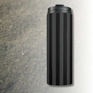 Elagnat Zwart & Rookzwart Verticale Strepen Thermosbeker