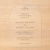 Elaine Monogram Elegant Wedding Acryl Uitnodigingen (Voorkant)