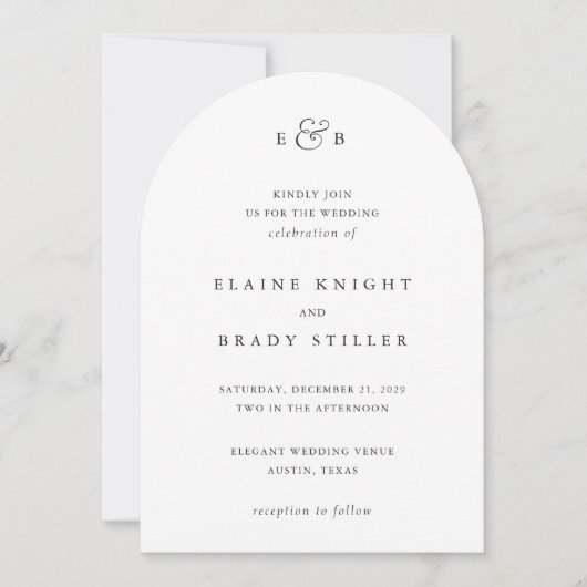 Elaine Monogram Elegant Wedding Kaart (Voorkant)