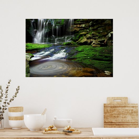 Elakala Waterfall Swirling Pool Mossy Rocks Poster (Keuken)