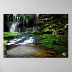 Elakala Waterfall Swirling Pool Mossy Rocks Poster