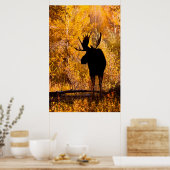 Eland (Alces Alces) Stier In Gouden Wilgen 2 Poster (Keuken)