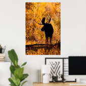 Eland (Alces Alces) Stier In Gouden Wilgen 2 Poster (Thuiskantoor)