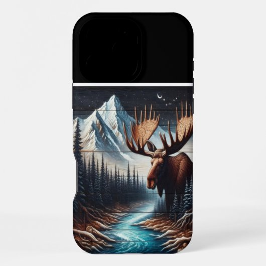 Eland & Berg Nacht iPhone Hoesje (Achterkant)