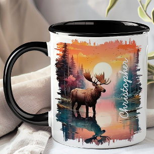 Eland bij Sunset Lake Reflectie  Mok