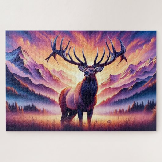 Eland bij zonsopgang, Bergen, Wilde dieren Legpuzzel (Horizontaal)