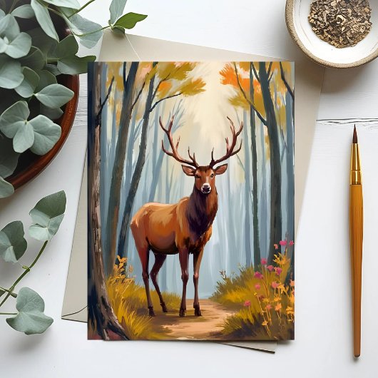 Eland bos waterverf landschap briefkaart