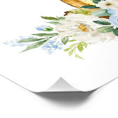 eland, bosdieren, boho, blauwe bloemen foto afdruk (Hoek)