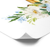 eland, bosdieren, boho, blauwe bloemen poster (Hoek)