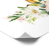 eland, bosdieren, boho, roze bloemen poster (Hoek)