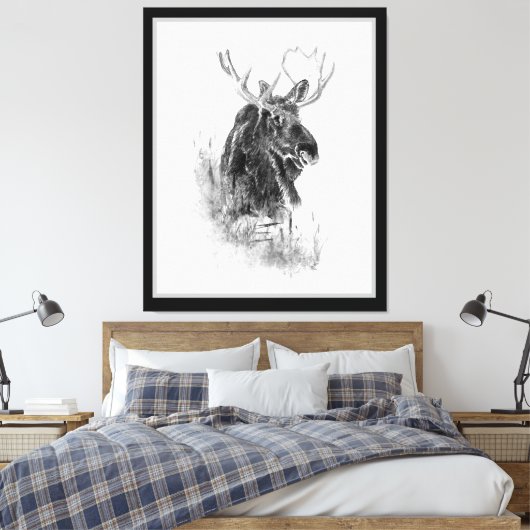 Eland Dier Aquarel Wilde Dieren Kunst Canvas Afdruk (Insitu (Slaapkamer))