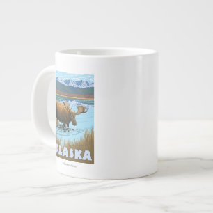 Eland Drinkend Water Vintage Reisposter Grote Koffiekop