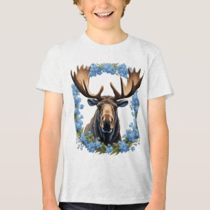 Eland en Alaska Alpine Myosotis Bloemen Tri-Blend Shirt