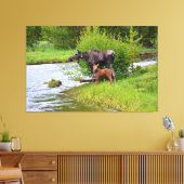 Eland en kalf Colorado River Canvas Afdruk (Insitu (Woonkamer))