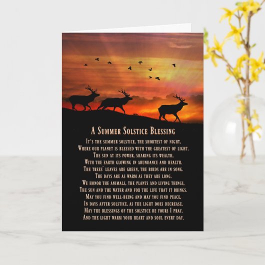 Eland en Zonsondergang Zomerzonnewende Zegeningen Kaart (Gele Bloem)