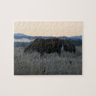 Eland grazend bij zonsopgang bij Grand Teton Legpuzzel