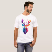 eland, hert, kleurrijke kunst t-shirt (Voorkant volledig)