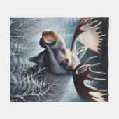 Eland in Bevroren Bos Fleece Deken (Voorkant (Horizontaal))