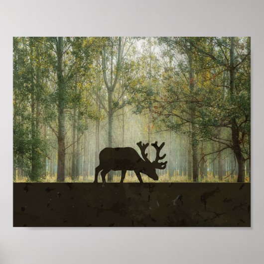 Eland in bos illustratie poster (Voorkant)