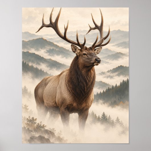 Eland in Copper Mist Mountain Wildlife Poster (Voorkant)
