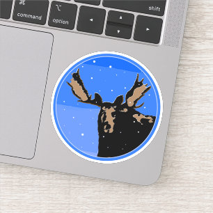 Eland in de winter - originele natuurgetrouwe kuns sticker