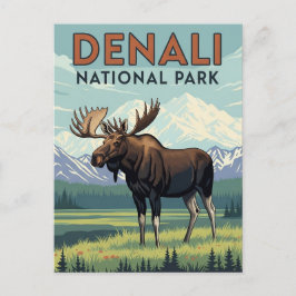 Eland in Denali National Park Alaska Vintage Briefkaart