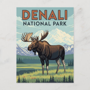 Eland in Denali National Park Alaska Vintage Briefkaart