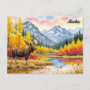 Eland in Denali National Park Alaska Vintage Briefkaart